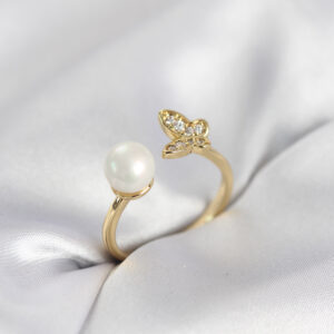 Tegan Kelebek İncili Model Gold Renk Zirkon Taşlı Kadın Yüzük TG27BYK4131