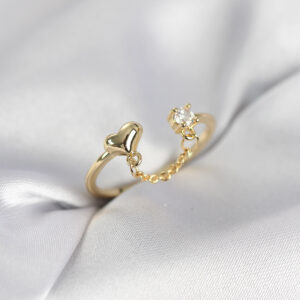 Tegan Zincir Sallantılı Kalp Model Gold Renk Kadın Yüzük TG27BYK4143