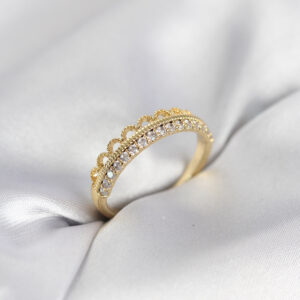 Tegan Motif Desenli Gold Renk Zirkon Taşlı Kadın Yüzük TG27BYK4151