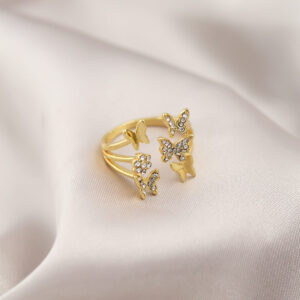 Tegan Gold Renk Metal Kelebek Model Kadın Yüzük TG27BYK2191