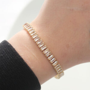 Tegan Pirinç Zirkon Taşlı Gold Renk Su Yolu Bileklik TG27BB6044