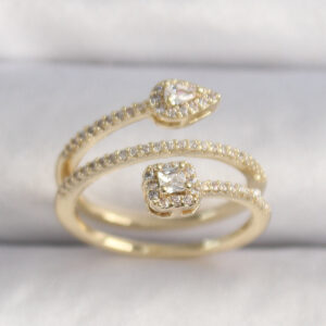 Tegan Pirinç Gold Renk Zirkon Taşlı Ok Model VIP Seri Kadın Yüzük TG27BYK3502