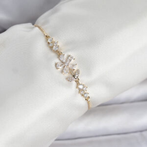 Tegan Gold Renk Zirkon Taşlı Papatya Model Asansörlü Kadın Bileklik TG27BB8334