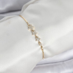 Tegan Gold Renk Zirkon Taşlı Yıldız Model Asansörlü Kadın Bileklik TG27BB8336