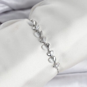 Tegan Gümüş Renk Zirkon Taşlı Sıralı Damla Model Asansörlü Kadın Bileklik TG27BB8337