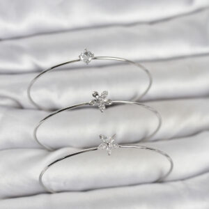 Tegan Gümüş Renk Zirkon Taşlı Pirinç 3'lü Kadın Bileklik Kombini TG27BB8342