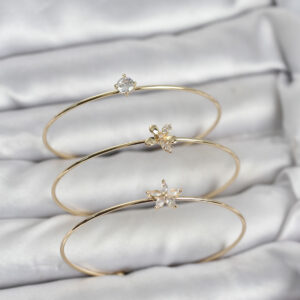 Tegan Gold Renk Zirkon Taşlı Pirinç 3'lü Kadın Bileklik Kombini TG27BB8343