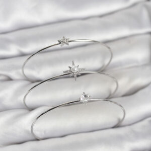 Tegan Gümüş Renk Kutup Yıldızı Model Zirkon Taşlı 3'lü Kadın Bileklik Kombini TG27BB8346