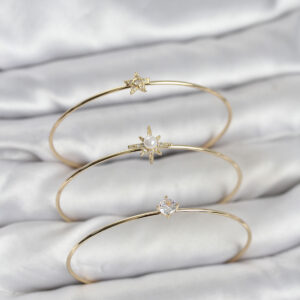 Tegan Gold Renk Kutup Yıldızı Model Zirkon Taşlı 3'lü Kadın Bileklik Kombini TG27BB8347