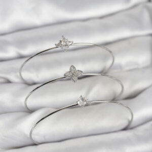 Tegan Zirkon Taşlı Gümüş Renk Yonca Model 3'lü Kadın Bileklik Kombini TG27BB8348