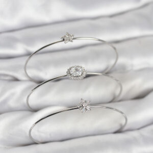 Tegan Zirkon Taşlı Gümüş Renk Tek Taş Model 3'lü Kadın Bileklik Kombini TG27BB8350