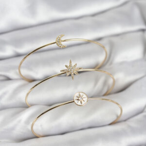 Tegan Gold Renk Zirkon Taşlı Kutup Yıldızı Model 3'lü Kadın Bileklik Kombini TG27BB8355