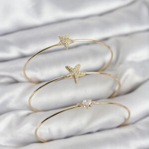 Tegan Gold Renk Zirkon Taşlı Deniz Yıldızı Model 3'lü Kadın Bileklik Kombini TG27BB8357