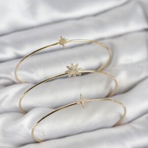 Tegan Zirkon Taşlı Kutup Yıldızı Model Gold Renk 3'lü Kadın Bileklik Kombini TG27BB8359