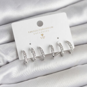 Tegan Gümüş Renk Pirinç Zirkon Taşlı Kadın Küpe TG27BKP11641