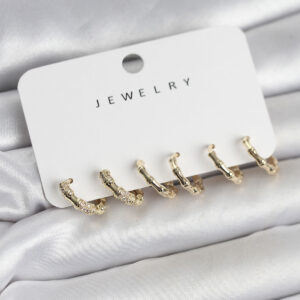 Tegan Gold Renk Pirinç Kemik Model 3 Çift Kadın Küpe Seti TG27BKP11646