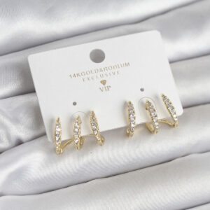 Tegan Gold Renk Pirinç Zirkon Taşlı Kadın Küpe TG27BKP11648