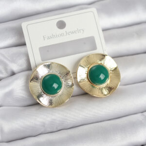 Tegan Vintage Model Yeşil Gold Renk Pirinç Kadın Küpe TG27BKP11664