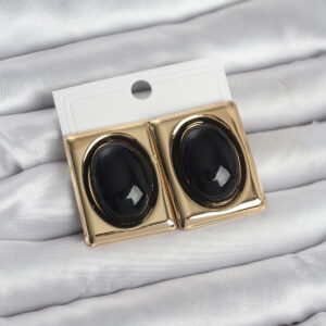 Tegan Siyah Kare Model Vintage Gold Renk Kadın Küpe TG27BKP11672