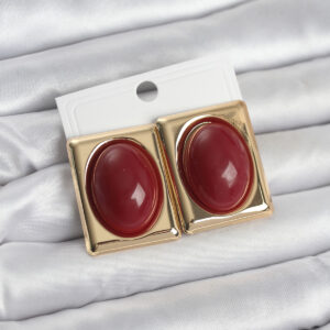 Tegan Bordo Kare Model Vintage Gold Renk Kadın Küpe TG27BKP11673