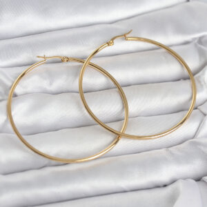 Tegan 316L Çelik Gold Renk 60 mm Halka Kadın Küpe TG27BKP11686