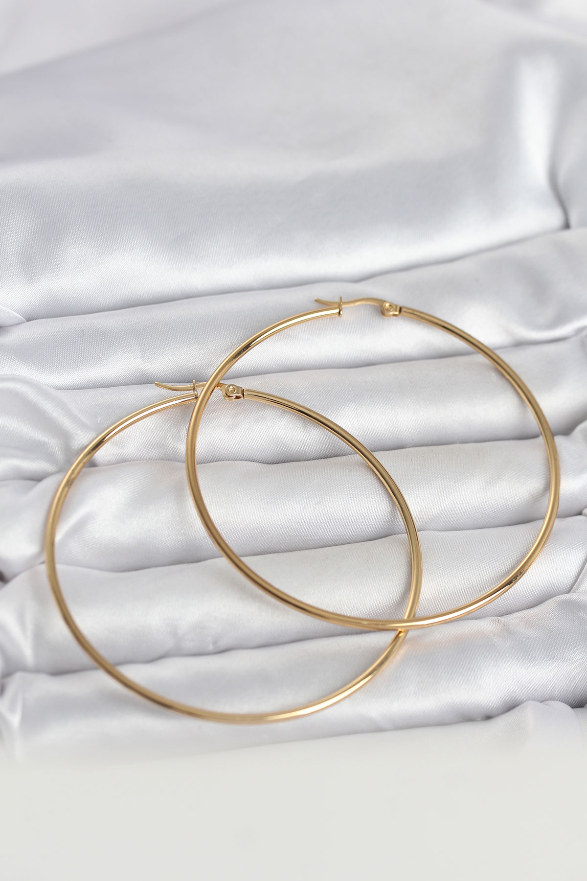 Tegan 316L Çelik Gold Renk 70 mm Kadın Halka Küpe TG27BKP11687 - Görsel 1