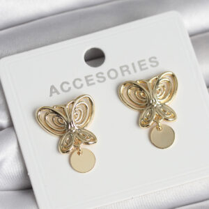 Tegan Füsun Küpesi Model Gold Renk Kelebek Model Pirinç Kadın Küpe TG27BKP11721