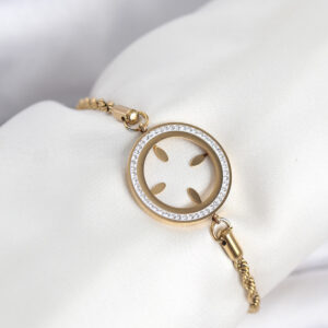 Tegan 316L Çelik Burgu Zincir Model Çeyrek Takılabilir Bileklik TG27BB8372