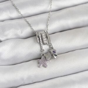 Tegan 316L Çelik Gümüş Zirkon Taşlı Deniz Tema Charmlı Kadın Kolye TG27BKO11012