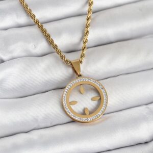 Tegan 316L Çelik Burgu Zincir Model Çeyrek Takılabilir Kadın Kolye TG27BKO11016