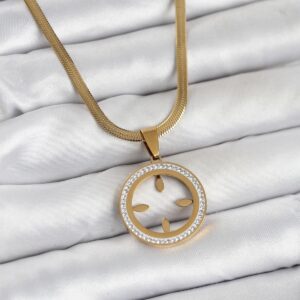 Tegan 316L Çelik İtalyan Zincir Model Çeyrek Takılabilir Kadın Kolye TG27BKO11017