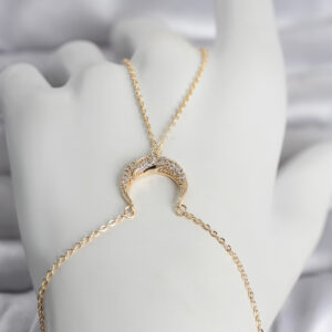 Tegan Pirinç Gold Renk Hilal Model Zirkon Taşlı Kadın Şahmeran TG27SN751