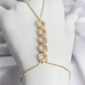 Tegan Pirinç Gold Renk Zirkon Taşlı Sıralı Halka Model Kadın Şahmeran TG27SN763