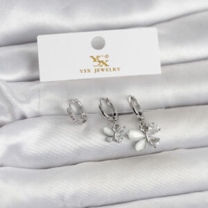 Tegan Pirinç Gümüş Renk Kelebek Model 3'lü Kadın Küpe TG27BKP11708