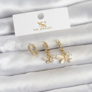 Tegan Pirinç Gold Renk Kelebek Model 3'lü Kadın Küpe TG27BKP11709