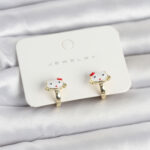 Tegan Gold Renk Kedi Model Mineli Çocuk Küpe TG27BKP11719