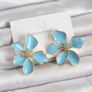 Tegan Mavi Mineli Çiçek Model Pirinç Kadın Küpe TG27BKP11726