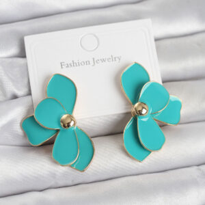 Tegan Turkuaz Mineli Lotus Model Pirinç Kadın Küpe TG27BKP11730