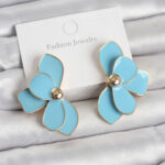 Tegan Mavi Mineli Lotus Model Pirinç Kadın Küpe TG27BKP11732