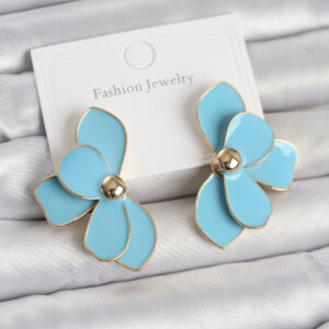 Tegan Mavi Mineli Lotus Model Pirinç Kadın Küpe TG27BKP11732