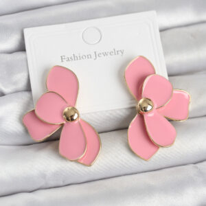 Tegan Pembe Mineli Lotus Model Pirinç Kadın Küpe TG27BKP11733