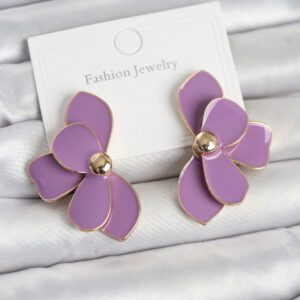 Tegan Mor Mineli Lotus Model Pirinç Kadın Küpe TG27BKP11735