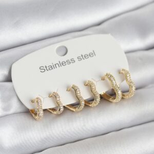 Tegan 316L Çelik Gold Renk 6'lı Set Kalp Form Kadın Küpe TG27BKP11737