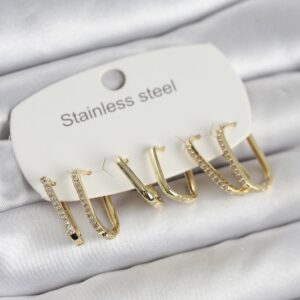 Tegan 316L Çelik Gold Renk 6'lı Set Geometrik Model Kadın Küpe TG27BKP11741