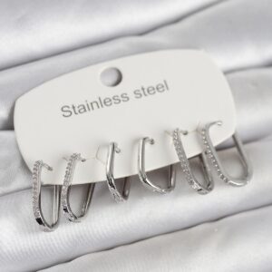 Tegan 316L Çelik Gümüş Renk 6'lı Set Geometrik Model Kadın Küpe TG27BKP11742