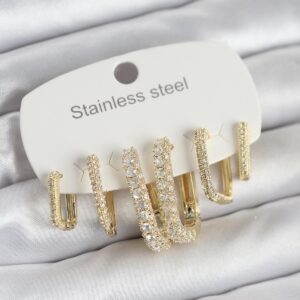 Tegan 316L Çelik Gold Renk 6'lı Set Zirkon Taşlı Kadın Küpe TG27BKP11746