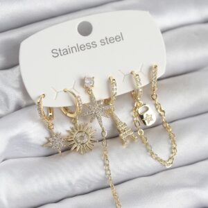 Tegan 316L Çelik Gold Renk 6'lı Set Charmlı Kadın Küpe TG27BKP11749