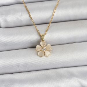 Tegan 316L Çelik Zincir Gold Renk Yonca Model Kadın Kolye TG27BKO11020