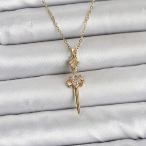 Tegan 316L Çelik Zincir Gold Renk Kılıç Model Kadın Kolye TG27BKO11028