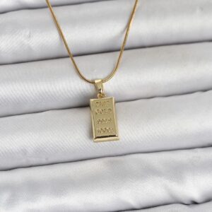 Tegan 316L Çelik Zincir Gold Renk Külçe Altın Model Kadın Kolye TG27BKO11042